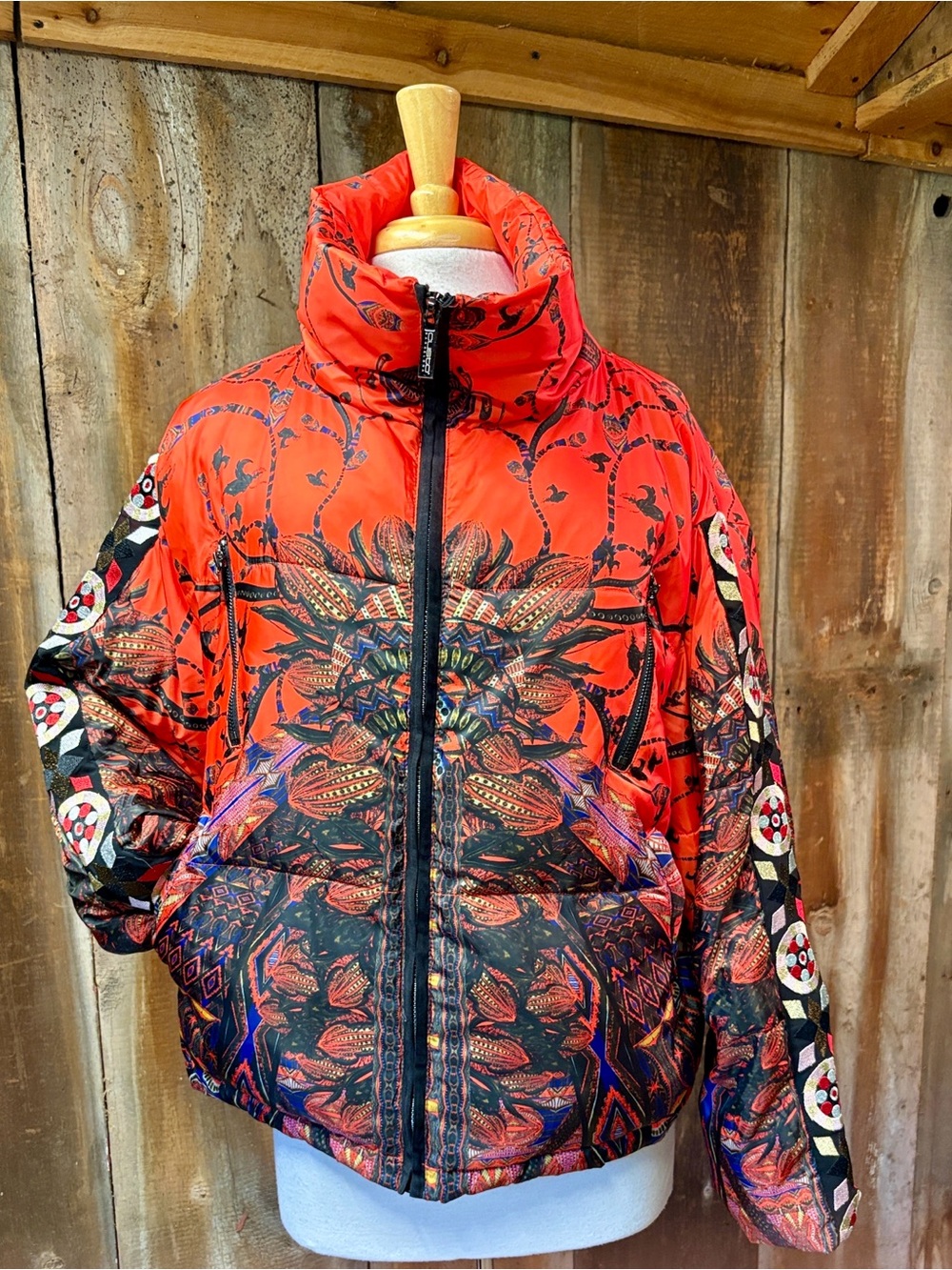 RARE Vintage Y2K Custo Barcelona Graphic Puffer Jacket Coat - Size 42 / US 6 8 M